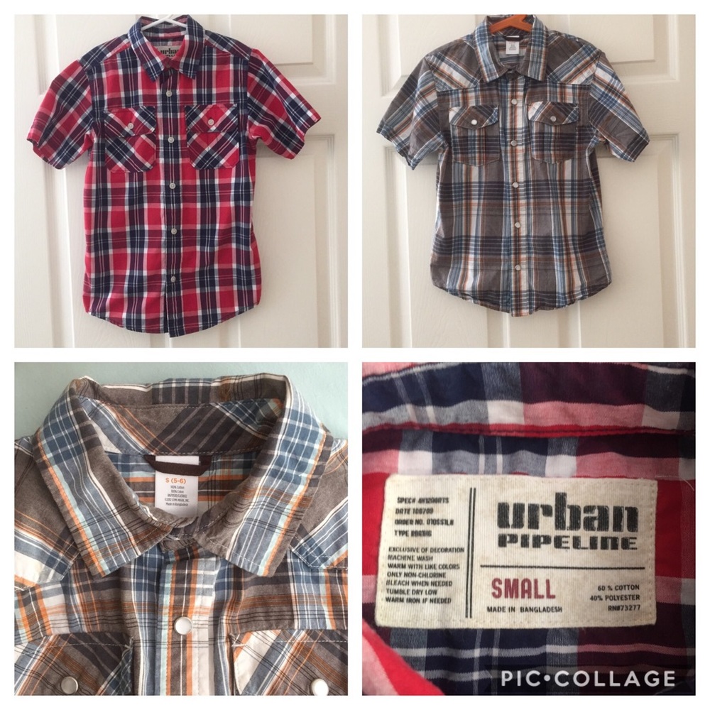 2 boy’s button down shirts, size 5-6 & size Small